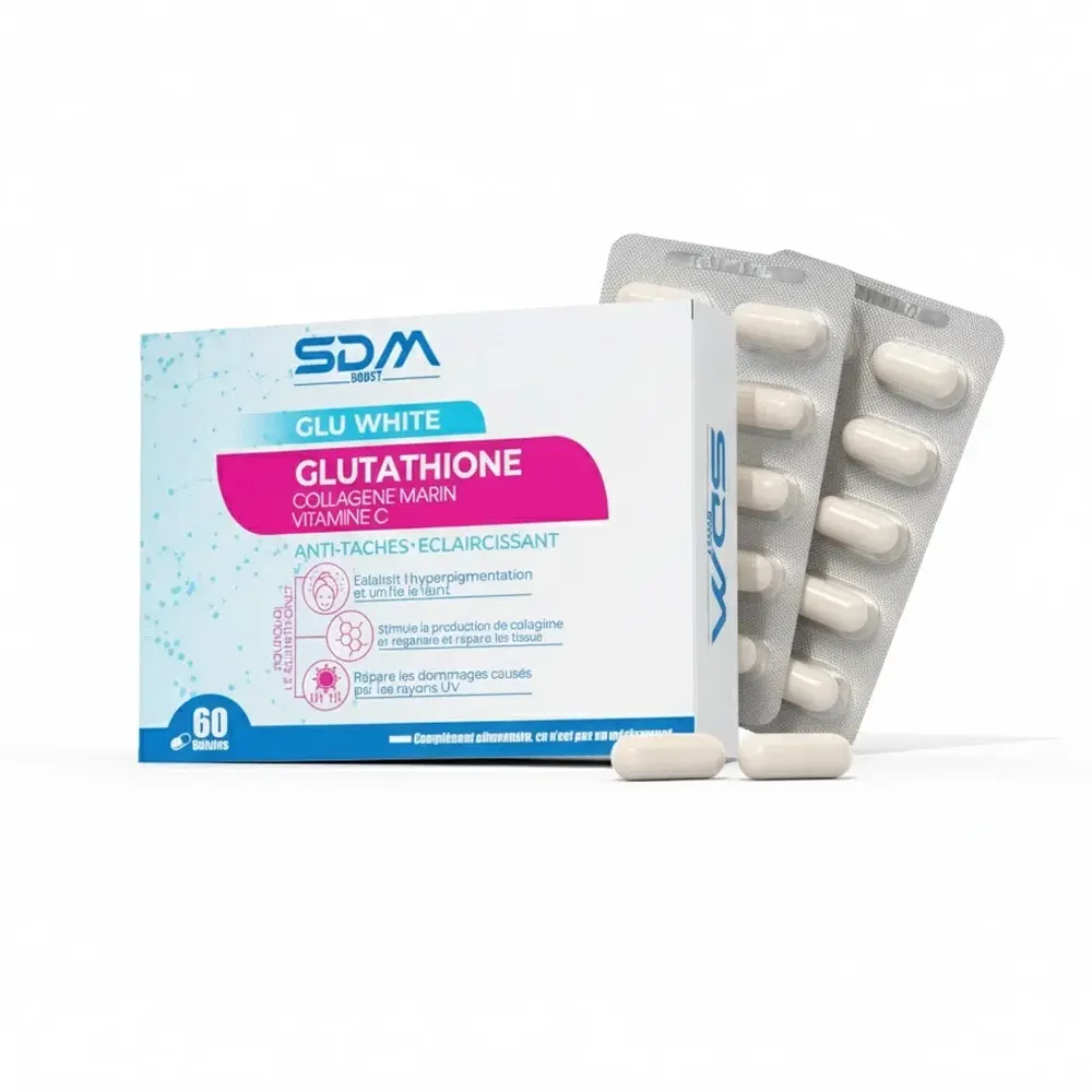 SDM GLU WHITE GLUTATHIONE COLLAGENE MARIN VIT C 60 GELULES SDM GLU WHITE GLUTATHIONE COLLAGENE MARIN VIT C 60 GELULES