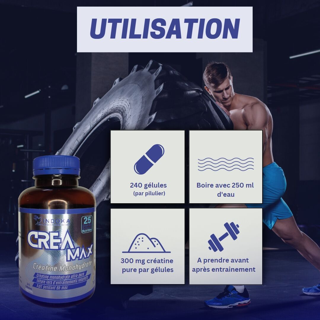 INDOKA CREA MAX Creatine Monohydrate 240 Gélules INDOKA CREA MAX Creatine Monohydrate 240 Gélules – Image 3