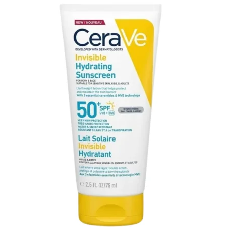 Cerave Lait Solaire Invisible Hydratant SPF50+ | Peau Normale à Sèche |Peau sensible | 75ml Cerave Lait Solaire Invisible Hydratant SPF50+ | Peau Normale à Sèche |Peau sensible | 75ml