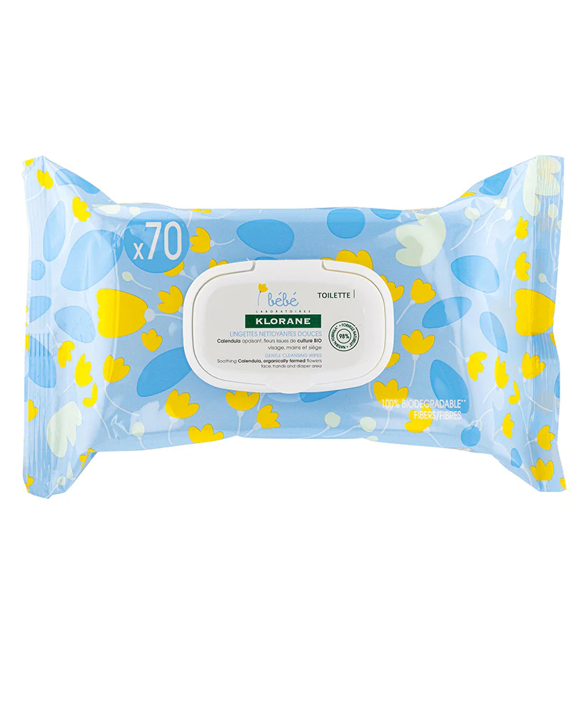 Klorane Bébé Lingettes nettoyantes douces pour le corps au Calendula apaisant – 70 Unités Klorane Bébé Lingettes nettoyantes douces pour le corps au Calendula apaisant - 70 Unités