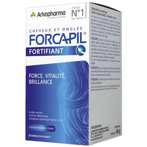FORCAPIL COMPLEMENT CHEVEUX ET ONGLES 180 GELULES FORCAPIL COMPLEMENT CHEVEUX ET ONGLES 180 GELULES