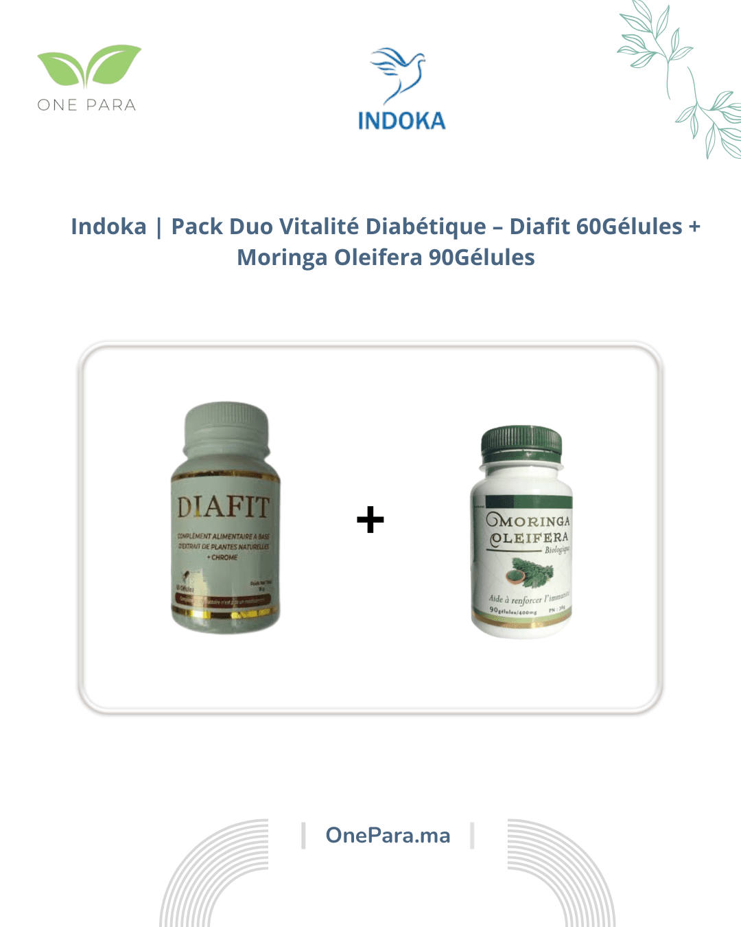 Indoka | Pack Duo Vitalité Diabétique – Diafit 60Gélules + Moringa Oleifera 90Gélules moringa